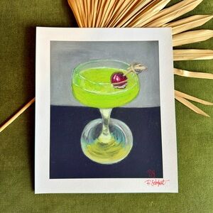 Vibrant Green Cocktail Art Print | framed | Modern Wall Artwork